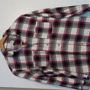 Universal Thread Size M Pink Gray Plaid Flannel Long Sleeve unisex